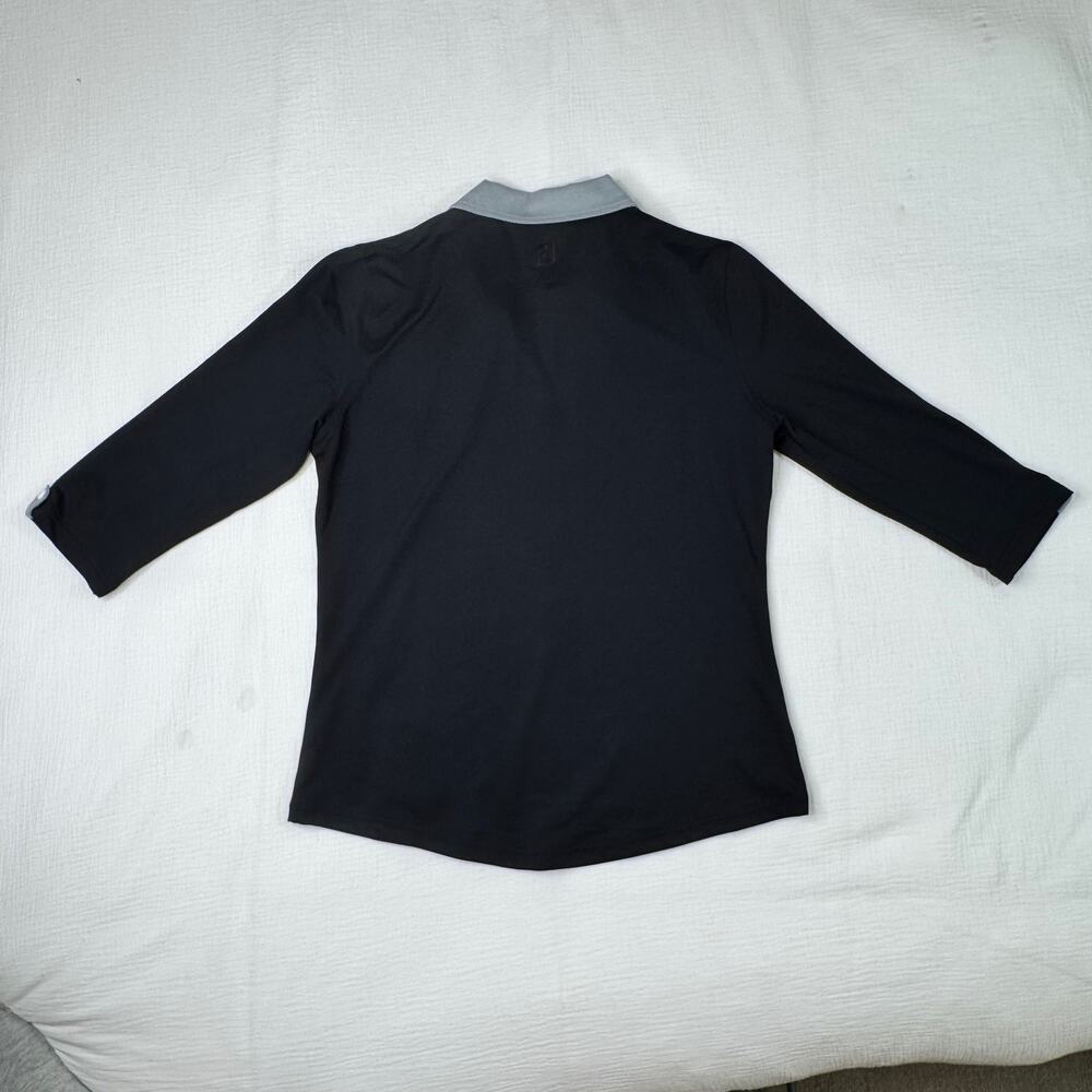 FootJoy Chardonnay Golf Club 3/4 Sleeve Polo Shirt Black Women’s Medium Preppy - Picture 11 of 16